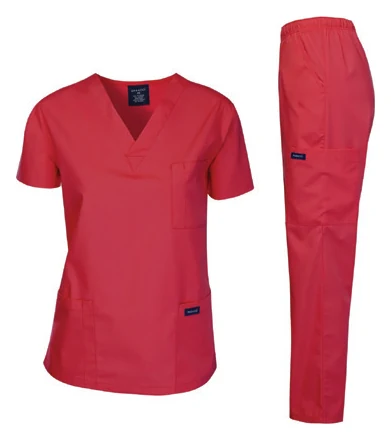Red scrub uniform